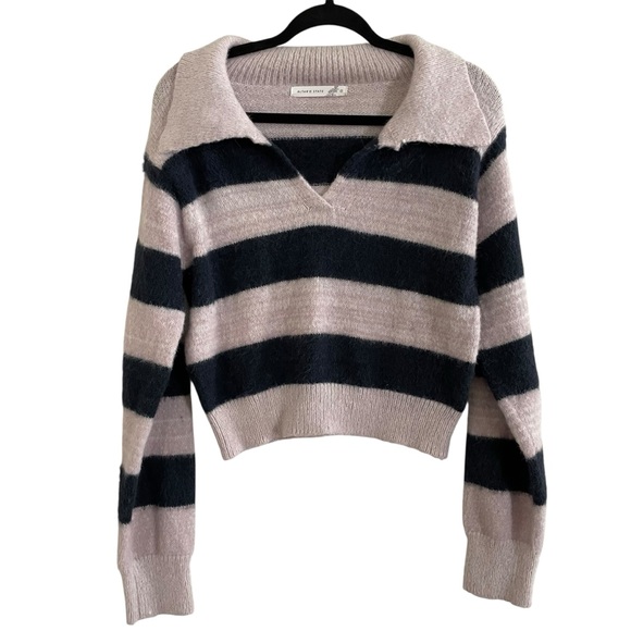Altar'd State Sweaters - Altar'd State Striped Fuzzy V-Neck Sweater